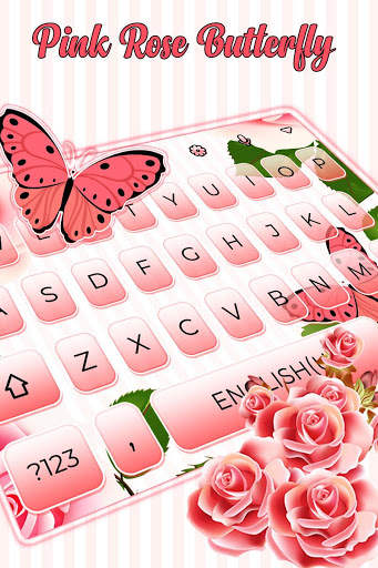 Pink Rose Butterfly Keyboard screenshot 1