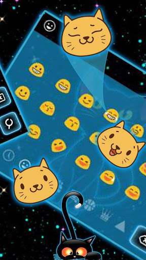Dark Neon Kitty Keyboard Theme screenshot 3