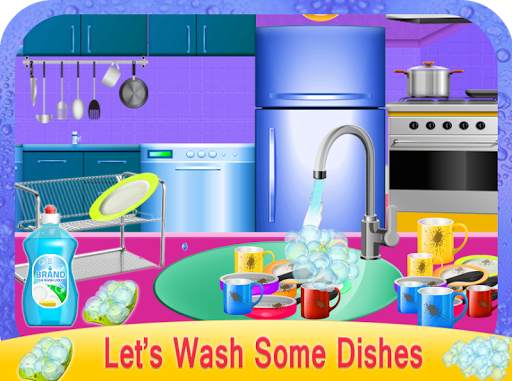 Girls House Dish Washing Kitchen Cleaning Game screenshot 1
