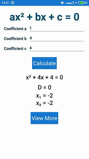 Quadratic equation solver screenshot 4