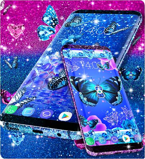 Blue glitz butterfly wallpaper screenshot 4