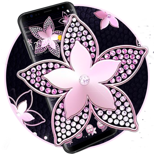 Pink Flower Diamond Black Theme icon