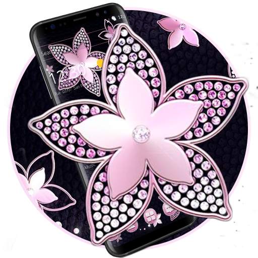 Pink Flower Diamond Black Theme 1.1.4