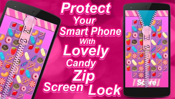 Lovely Candy Zip Screen Lock screenshot 2