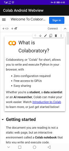 Google Colab android view screenshot 2