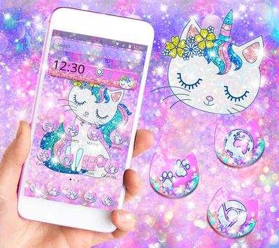 Pink Glitter Unicorn Cat Theme screenshot 1