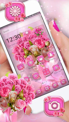 Glossy Pink Roses Launcher Theme screenshot 4