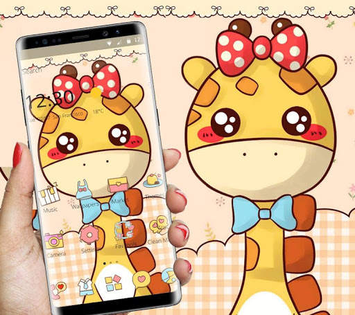 Cute Cartoon Giraffe Bowknot Theme screenshot 1