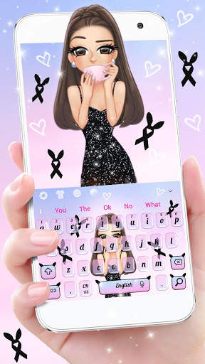 Kawaii Pink Fashion Girl Keyboard Theme screenshot 2