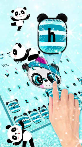 Love Glitter Blue Panda Keyboard Theme screenshot 2