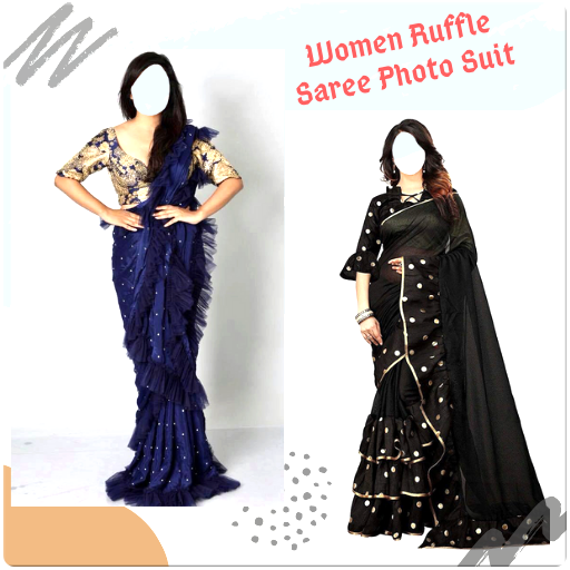 Women Ruffle Saree Photo Suit icon