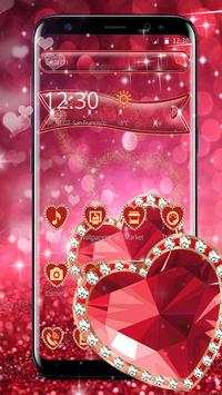 Red Glitter Diamond Heart Launcher Theme screenshot 1