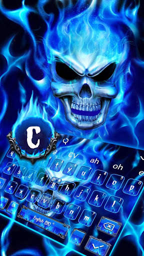 Blue Fire Flaming Skull Keyboard screenshot 2
