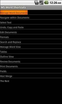 MS Word Shortcuts screenshot 1