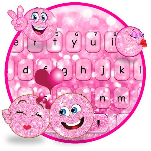 Cute Pink Glitter Emoji Theme 10001006