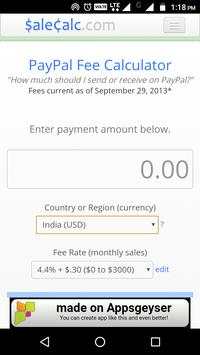 PayPal Fees Calculator 2017 screenshot 1