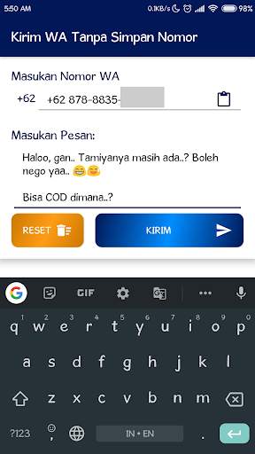 Kirim WA Tanpa Simpan Nomor screenshot 3