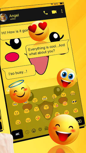 SMS Yellow Cartoon Keyboard Theme screenshot 3