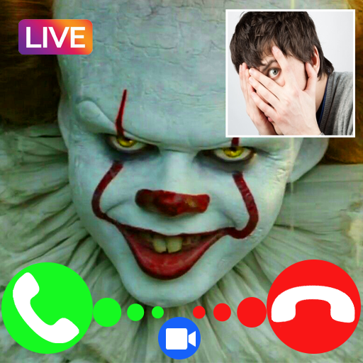 Scary clown fake video and voice call icon