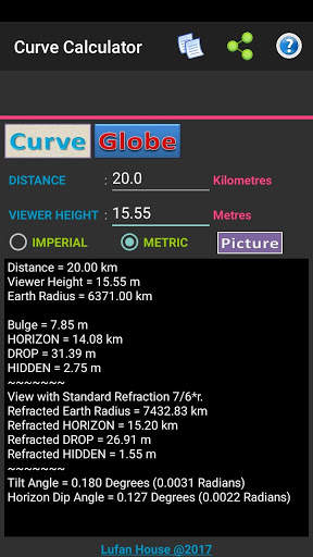 Flat Earth - Curve & Globe Calculator screenshot 1