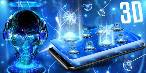 Neon Tech Skull Themes HD Wallpapers 3D icons screenshot 4