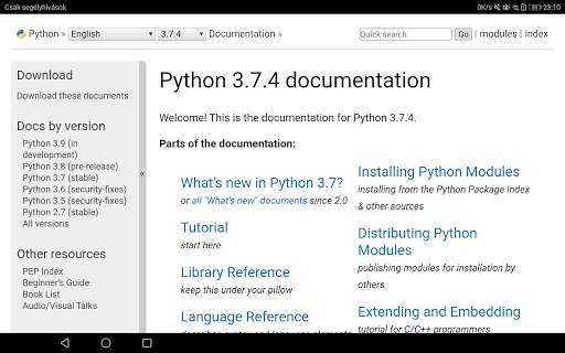 Python 3.7.4 Offline Docs - Android version screenshot 5