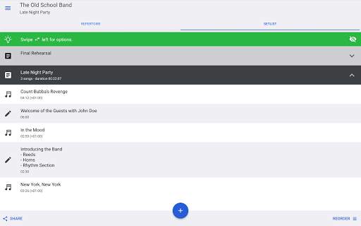 band music setlist screenshot 8