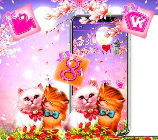 Cute Pink Cat Love Theme🐱 screenshot 1