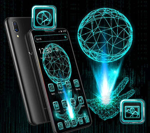 Neon Blue Technology Launcher Theme screenshot 1