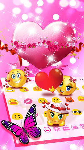 Pink Girly Heart keyboard theme screenshot 2