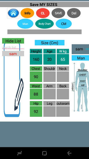 clothes size screenshot 3