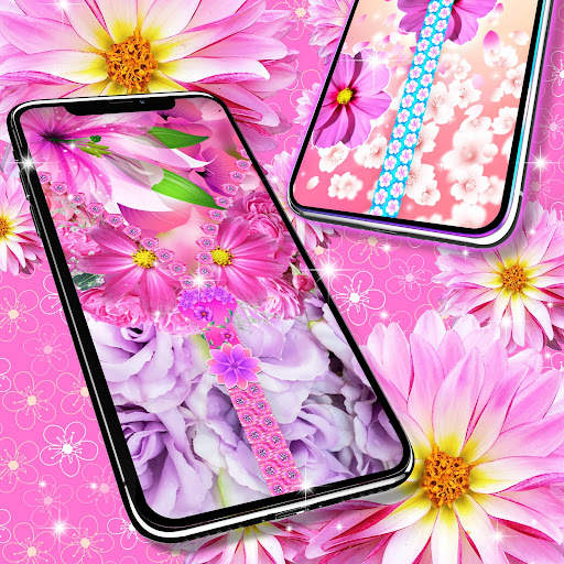 Pink flower zipper lock screen screenshot 4