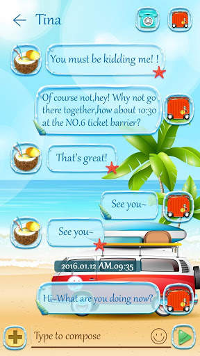 GO SMS GO TO BEACH THEME screenshot 2