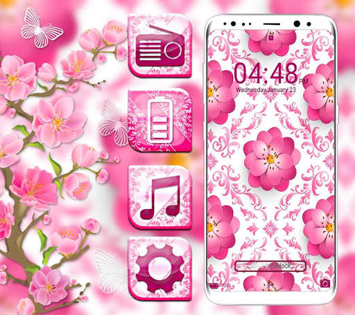 Beautiful Pink Flower Launcher Theme screenshot 5