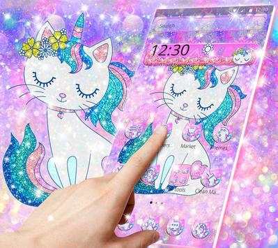 Pink Glitter Unicorn Cat Theme screenshot 3