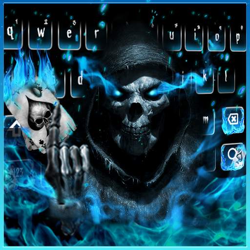 Horrible 3D Fiery Poker Skull Keyboard 10001001