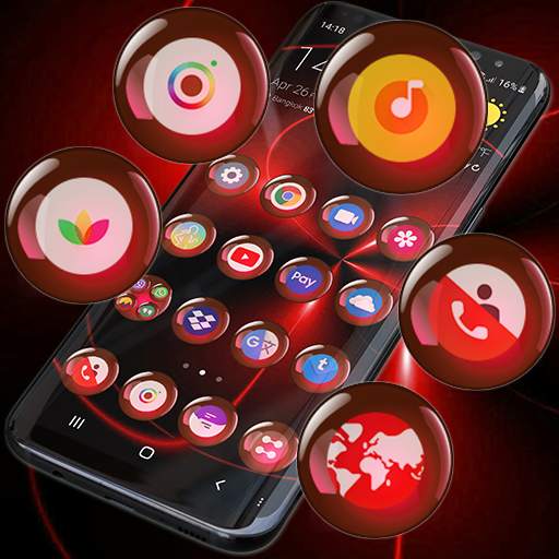 Theme Launcher - Orb Red Icon Changer Free Round 100
