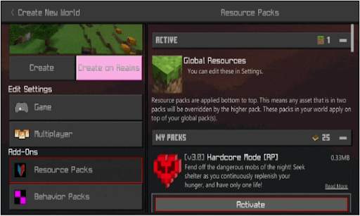 Hardcore Mode Craft Mod for MCPE screenshot 1