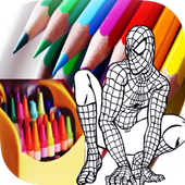 spider coloring man icon