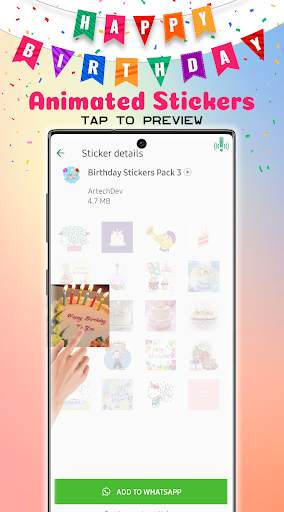 Happy Birthday Animated Stickers For WhatsApp screenshot 3