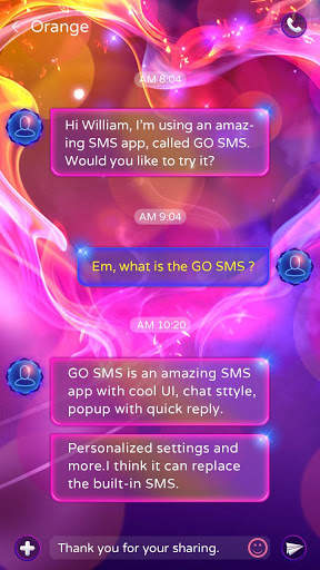 GO SMS PRO FIERY HEART THEME screenshot 3