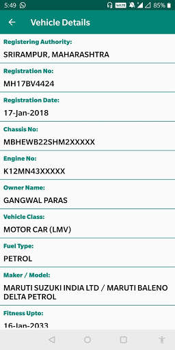 Vehicle Information screenshot 2