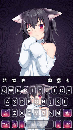 Kawaii Cat Girl Keyboard Background screenshot 5