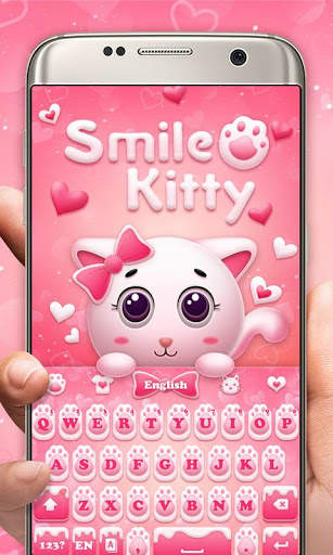 Smile Kitty GO Keyboard Theme screenshot 1