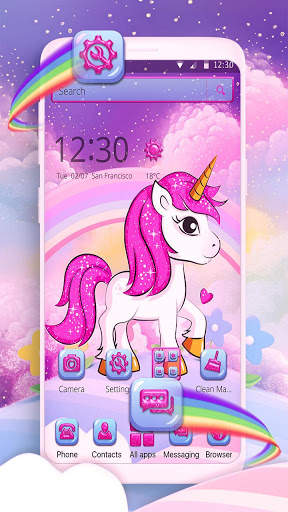 Cute Rainbow Unicorn Theme screenshot 3