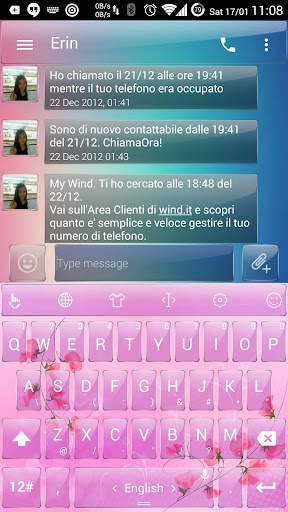 Keyboard Theme Glass Pink Flow screenshot 1
