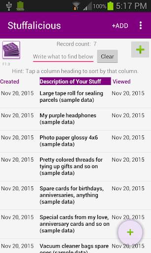 Stuffalicious Find My Stuff screenshot 1