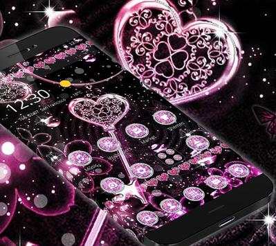 Pink Black Diamond Glitter Hearts Theme screenshot 5
