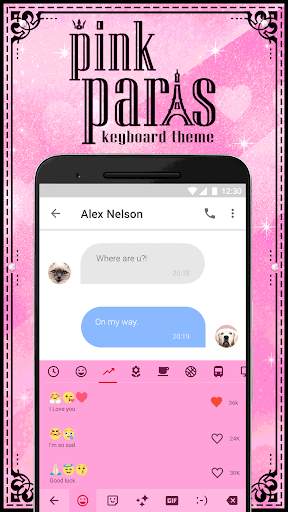 Pink Paris Love Emoji Keyboard Theme for Snapchat screenshot 3