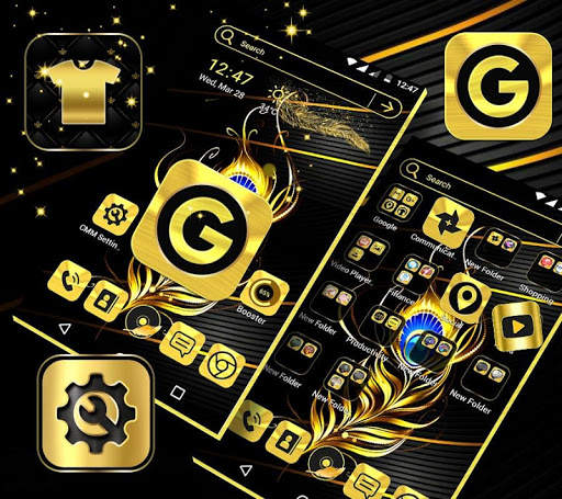 Gold Black Launcher Theme скриншот 3